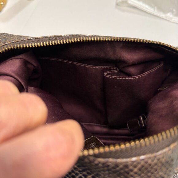 Coach Kristin Shoulder Bag Metallic Snakeskin Embossed Leather Gunmetal Hardware - Picture 13 of 14